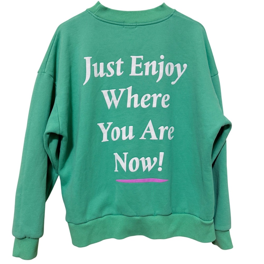 Yllw Graphic Sweatshirt Mint Green Womens Small Athleisure Casual Spring‎